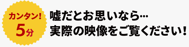 カンタン！5分 嘘だとお思いなら・・・実際の映像をご覧ください！